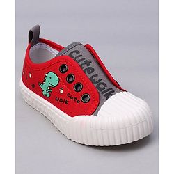 Cute Walk by Babyhug Slip On Dino Printed Casual Shoes - Red