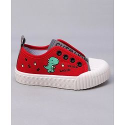Cute Walk by Babyhug Slip On Dino Printed Casual Shoes - Red