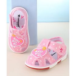 Cute Walk by Babyhug Velcro Closure Sandals Heart Patch - Pink