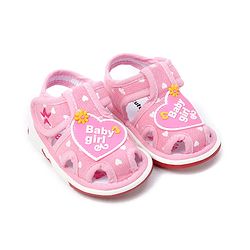 Cute Walk by Babyhug Velcro Closure Sandals Heart Patch - Pink