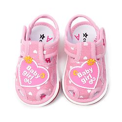 Cute Walk by Babyhug Velcro Closure Sandals Heart Patch - Pink