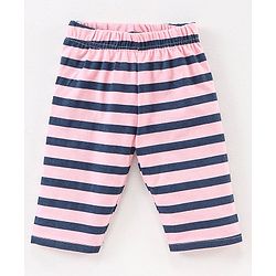 Babyhug Half Sleeves Cotton Capri Night Suit Tortoise Print - Navy Blue & Pink