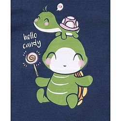 Babyhug Half Sleeves Cotton Capri Night Suit Tortoise Print - Navy Blue & Pink