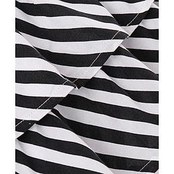 Babyhug 100% Rayon Woven Sleeveless Striped Singlet Layered Top - Black & White
