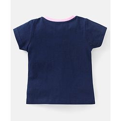 Babyhug Cotton Knit Half Sleeves Night Suit Moon Print - Navy Blue