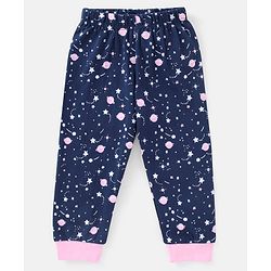 Babyhug Cotton Knit Half Sleeves Night Suit Moon Print - Navy Blue