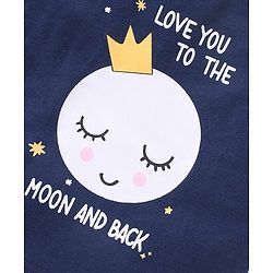 Babyhug Cotton Knit Half Sleeves Night Suit Moon Print - Navy Blue