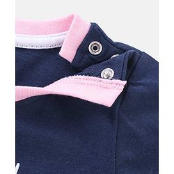 Babyhug Cotton Knit Half Sleeves Night Suit Moon Print - Navy Blue