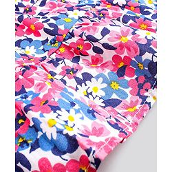 Babyhug 100% Cotton Sleeveless Frock With Floral Corsage & Print - Blue & Red