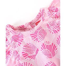 Babyhug 100% Cotton Knit Half Sleeves Jumpsuit With Floral Print - Pink