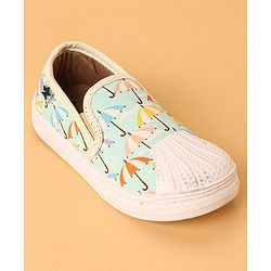 Cute Walk by Babyhug Slip on Casual Shoes with Umbrella Print - Blue