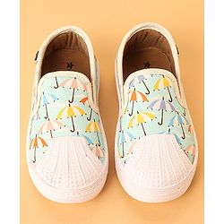 Cute Walk by Babyhug Slip on Casual Shoes with Umbrella Print - Blue