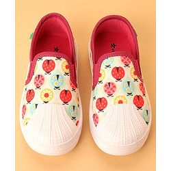 Cute Walk by Babyhug Slip On Bugs Printed Casual Shoes - Pink