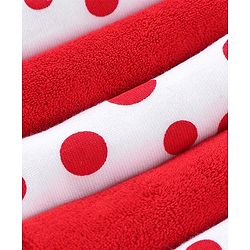 Babyhug Knitted Terry Wash cloth Pack of 6 Polka Dots Print - Red & White