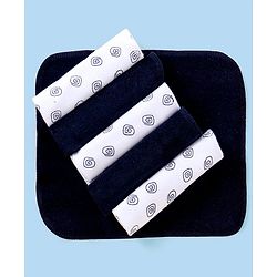 Babyhug Knitted Terry Wash Cloth Pack of 6 Swirls Print - Navy & White