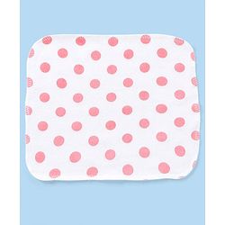 Babyhug Knitted Terry Wash Cloth Pack of 6 Polka Dots Print - Pink & White