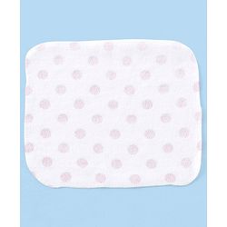 Babyhug Knitted Terry Wash Cloth Pack of 6 Polka Dots Print - Pink & White