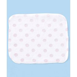 Babyhug Knitted Terry Wash Cloth Pack of 6 Polka Dots Print - Pink & White