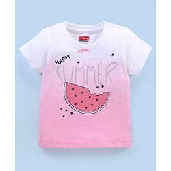 Babyhug Cotton Half Sleeves Capri Night Suit Watermelon Print - Pink