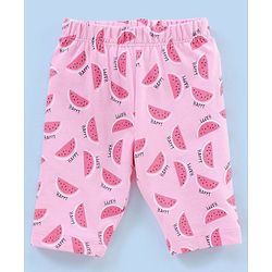 Babyhug Cotton Half Sleeves Capri Night Suit Watermelon Print - Pink