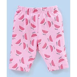 Babyhug Cotton Half Sleeves Capri Night Suit Watermelon Print - Pink