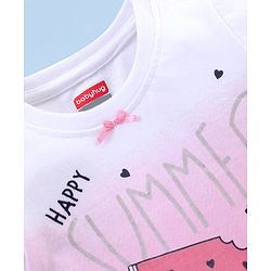 Babyhug Cotton Half Sleeves Capri Night Suit Watermelon Print - Pink