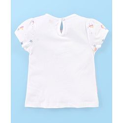 Babyhug Cotton Knit Cap Sleeves Capri Night Suit Unicorn Print - Pink & White