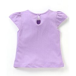 Babyhug 100% Cotton Knit Cap Sleeves Graphics Detailing Tee - Light Purple