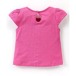 Babyhug 100% Cotton Knit Cap Sleeves T-Shirt Floral Print - Pink