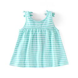 Babyhug 100% Cotton Knit Sleeveless Striped Top and Leggings Set Bunny Print - Blue & Pink