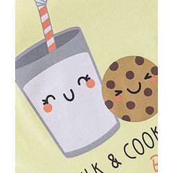 Babyhug Cotton Half Sleeves Capri Night Suit Milk & Cookies Print- Yellow & Pink