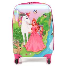 Babyhug Small One Day Trip Trolley Bag Princess and Unicorn Print - 18 Inches