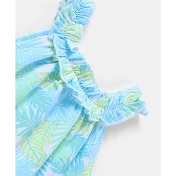 Babyhug 100% Cotton Sleeveless Top and Shorts Set Floral Print - Green & Blue