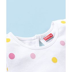 Babyhug 100% Cotton Knit Cap Sleeves Dot Printed Tee - White