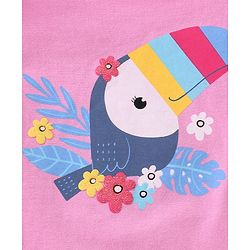 Babyhug 100% Cotton Knit Half Sleeves Top and Shorts Toucan Sequin Print - Blue & Pink