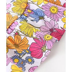Babyhug 100% Cotton Singlet Floral Print Frock - White