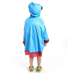Babyhug Full Sleeves Hooded Monster Graphics Raincoat - Blue