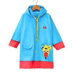 Babyhug Full Sleeves Hooded Monster Graphics Raincoat - Blue