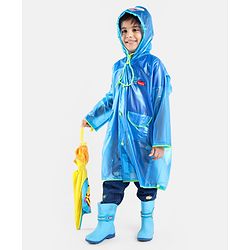 Babyhug PVC  Opaque Full Sleeves Happy Face Raincoat - Blue