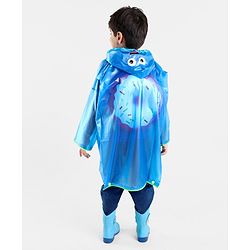 Babyhug PVC  Opaque Full Sleeves Happy Face Raincoat - Blue