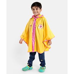 Babyhug PVC  Opaque Full Sleeves Poncho Raincoat Text Print - Yellow