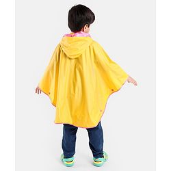 Babyhug PVC  Opaque Full Sleeves Poncho Raincoat Text Print - Yellow