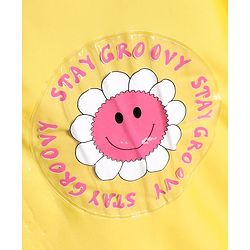 Babyhug PVC  Opaque Full Sleeves Poncho Raincoat Text Print - Yellow