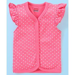 Babyhug 100% Cotton Knit Short Sleeves Set of Vests Butterfly Print Pack of 3 - Pink White & Yellow