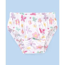 Babyhug 100% Cotton Antibacterial Panties Polka Dots & Butterflies Print Pack Of 3 - Purple White & Pink