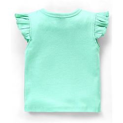 Babyhug 100% Cotton Knit Frill Sleeves Antibacterial Vest Flamingo Print - Green