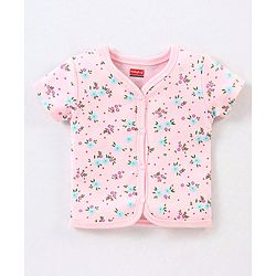 Babyhug 100% Cotton Antibacterial Half Sleeves Vests Dino Print Pack of 3 - Blue & Pink