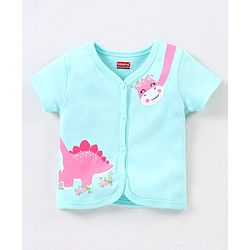 Babyhug 100% Cotton Antibacterial Half Sleeves Vests Dino Print Pack of 3 - Blue & Pink
