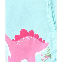 Babyhug 100% Cotton Antibacterial Half Sleeves Vests Dino Print Pack of 3 - Blue & Pink