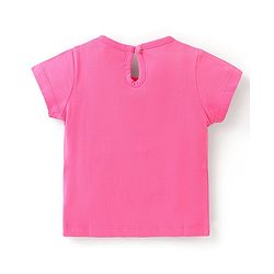 Babyhug 100% Cotton Knit Half Sleeves T-Shirt with Elephant Graphic Print - Pink